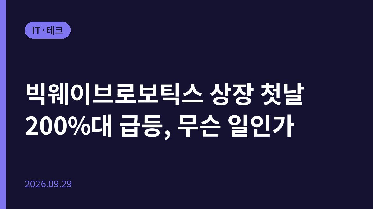 빅웨이브로보틱스 상장 첫날 200%대 급등, 무슨 일인가